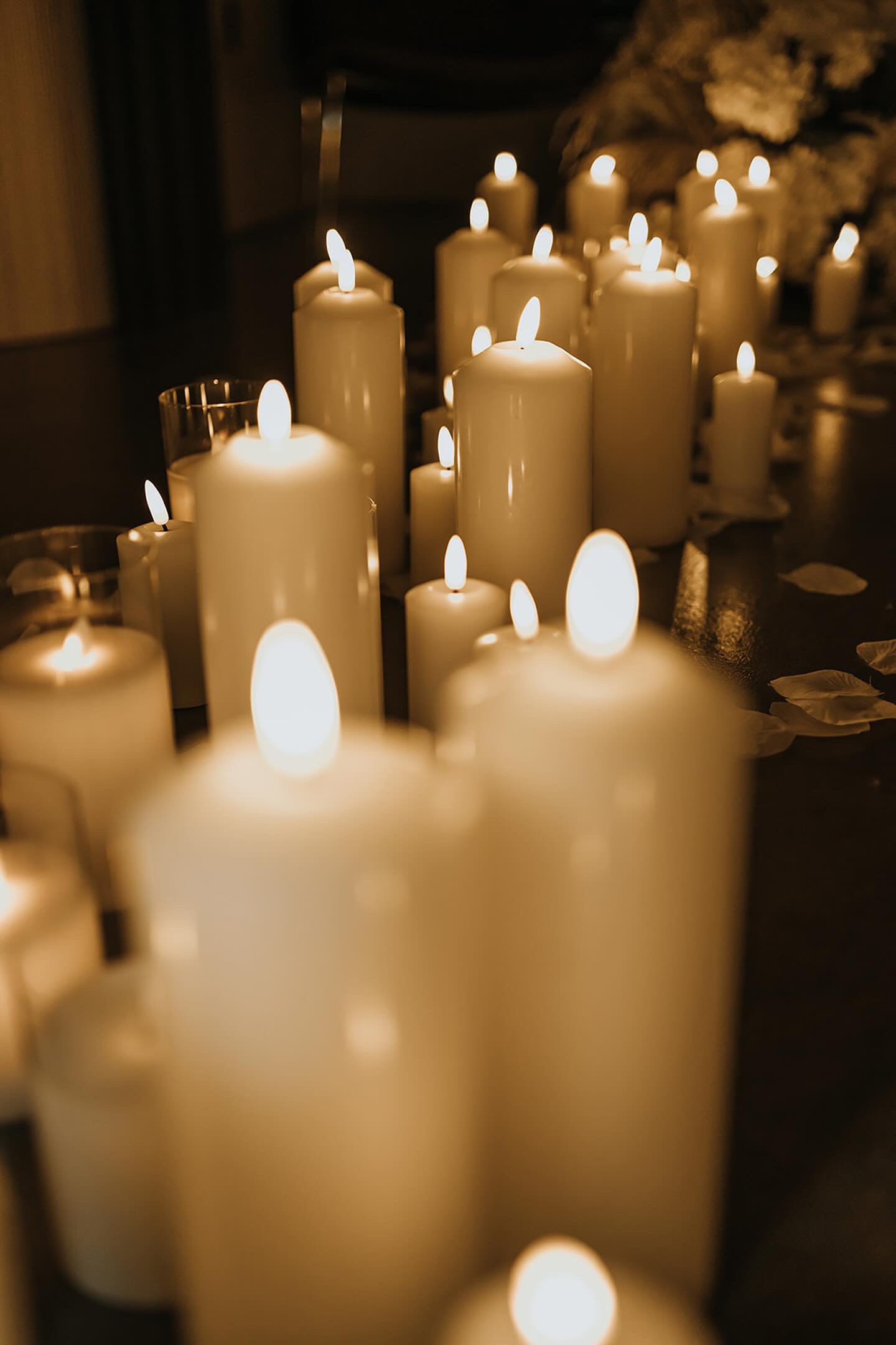 Realistic Flickering LED Pillar Block Candles Creating Warm Ambiance