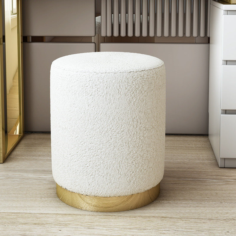 White and Gold Fluff Ottoman