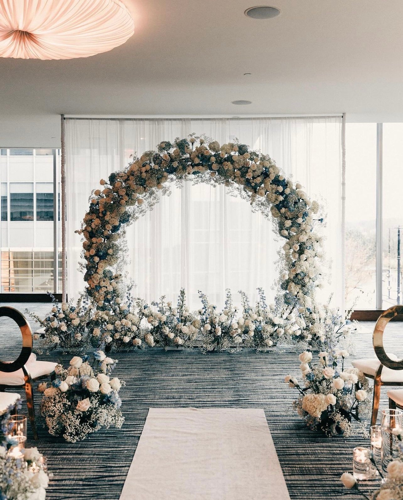 Elegant white chiffon backdrop for weddings and events