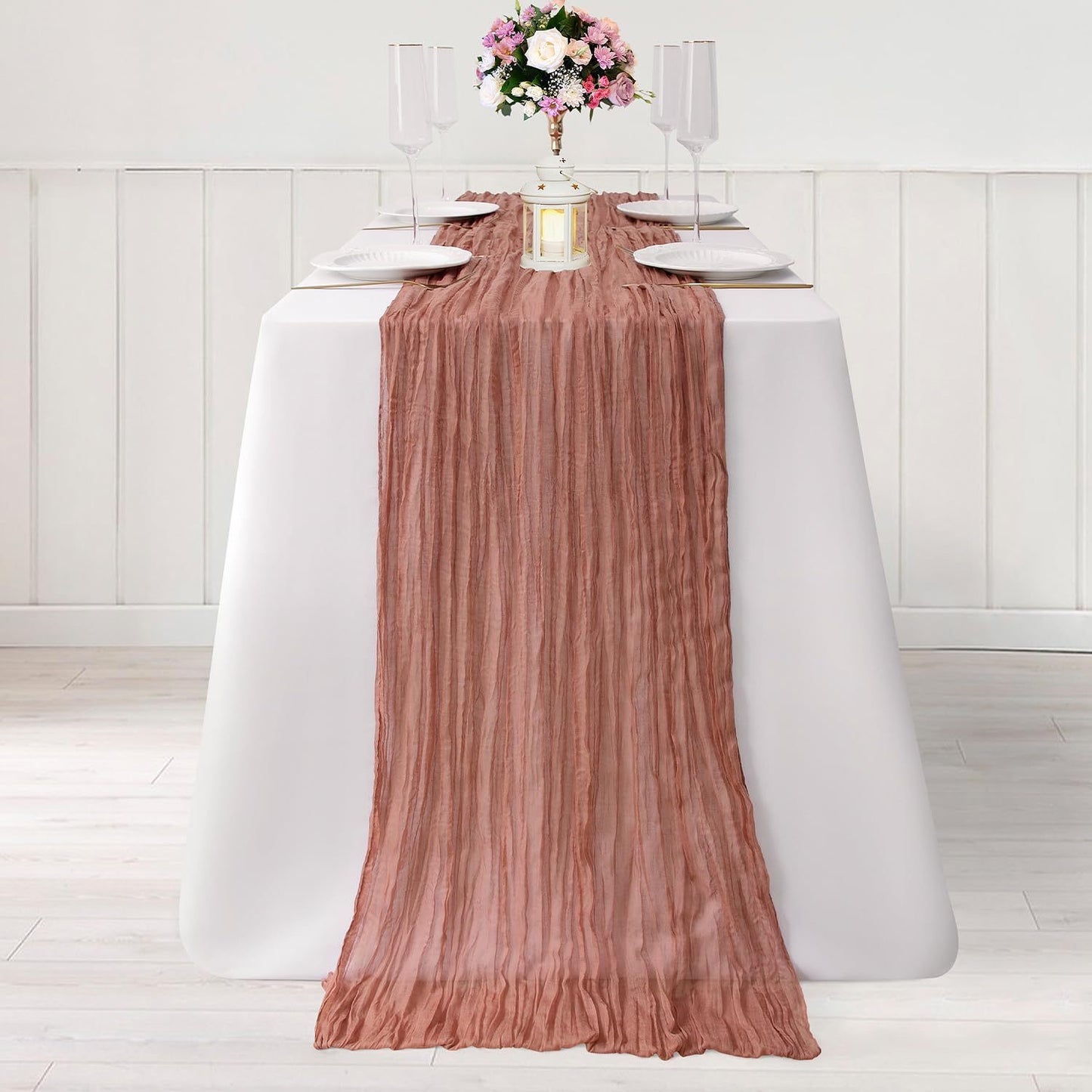 Coral Pink Cheesecloth Runner