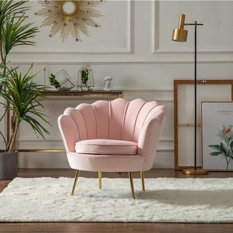 Pink Shell Velvet Lounge Chair