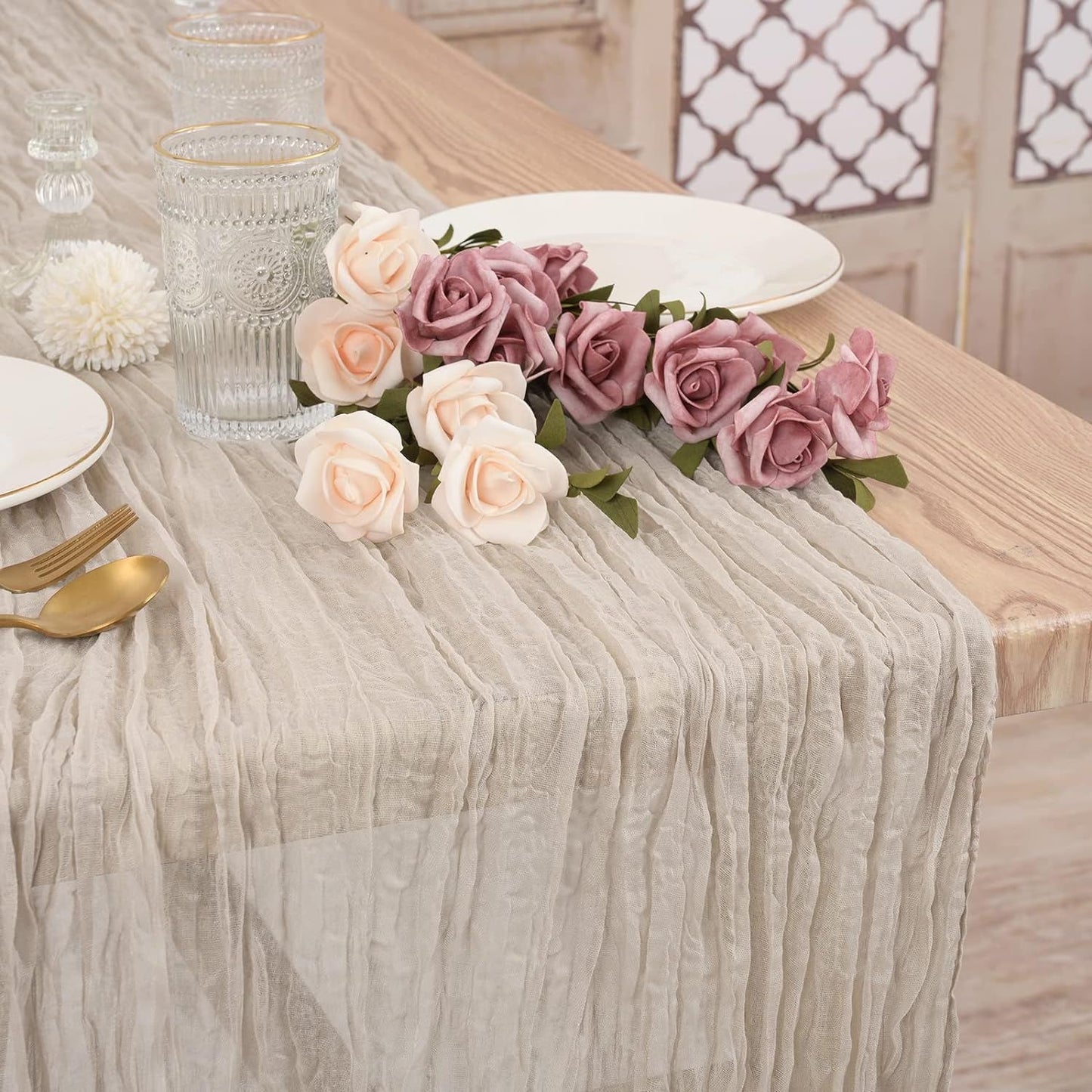 Beige Cheesecloth Runner