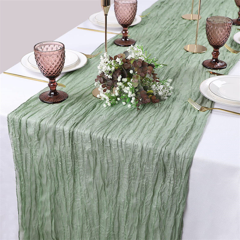 Sage Green Cheesecloth Runner