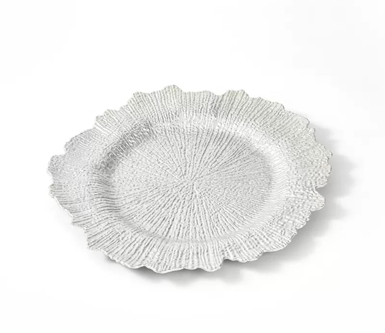 White Leaf Glass Charger Plate