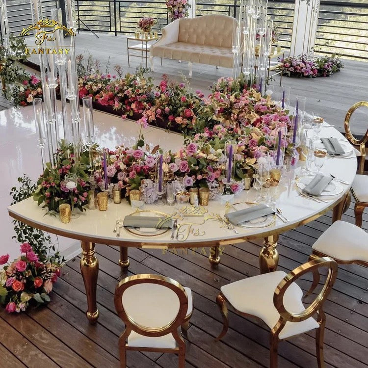 Gold and Glass Curved Table