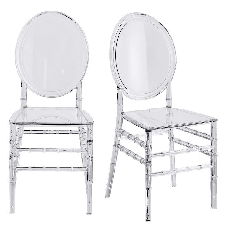 Elegant Acrylic Ghost Chair with Round Backing for Event Seating