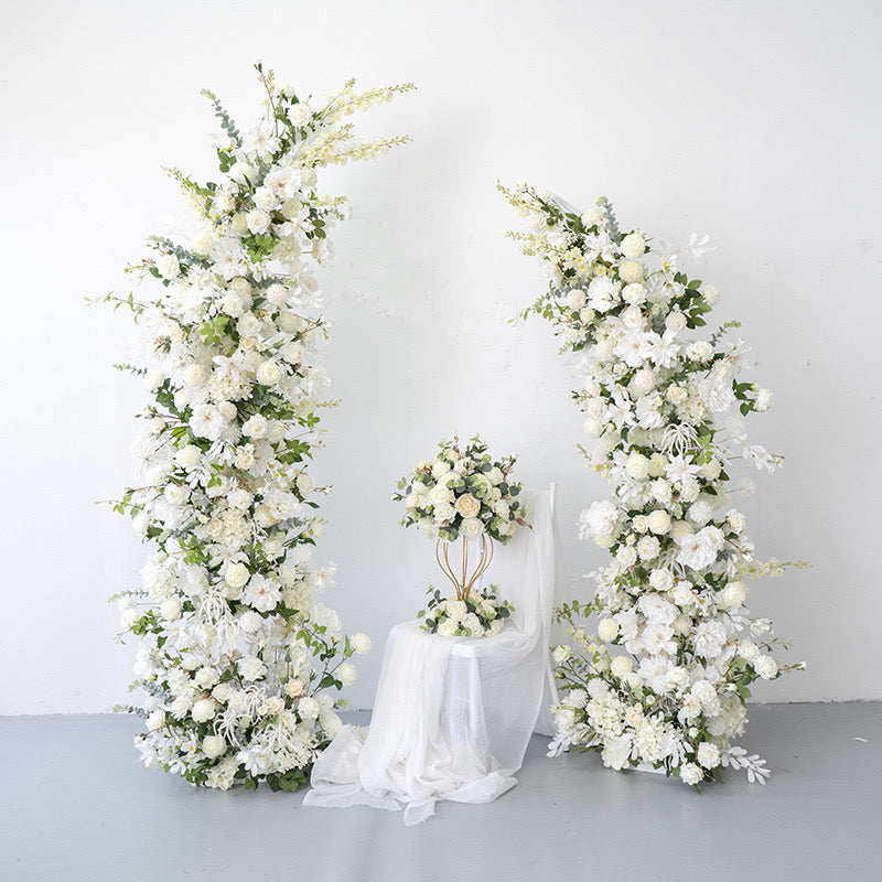 Elegant set of 2 curved moon arches for event decor.
