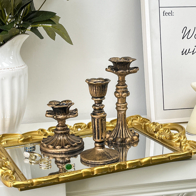 Vintage Gold Candle Stick Holders with Candle