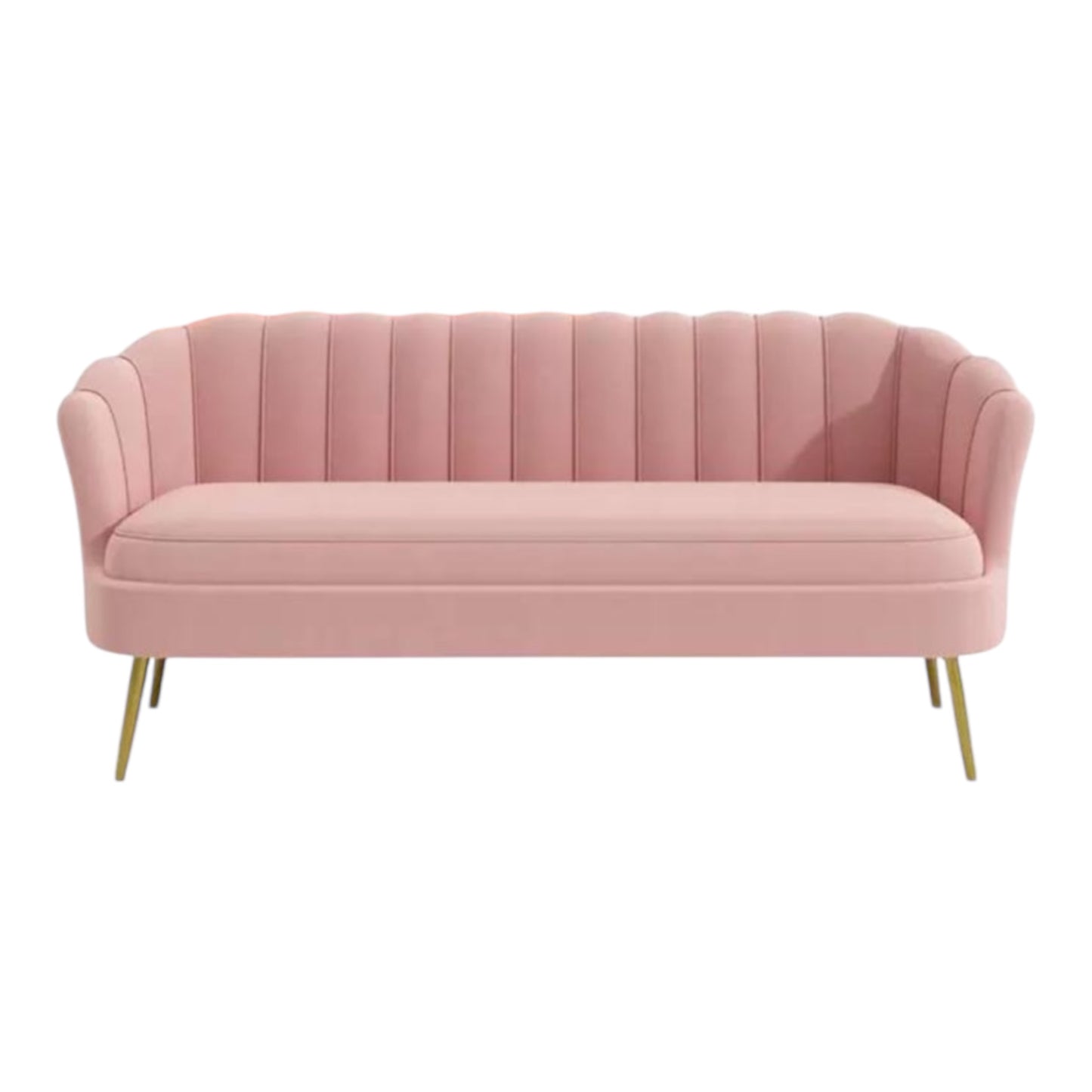 Light Pink Shell Velvet Couch - 3 Seater