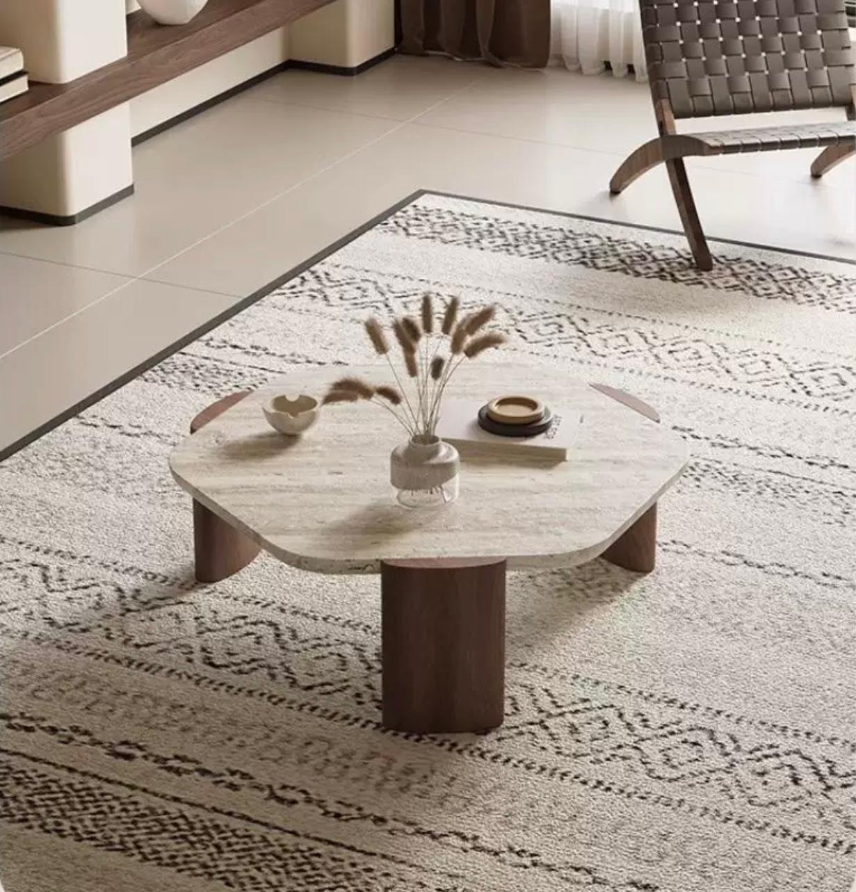 Wabi-Sabi Wooden Hexagon Table