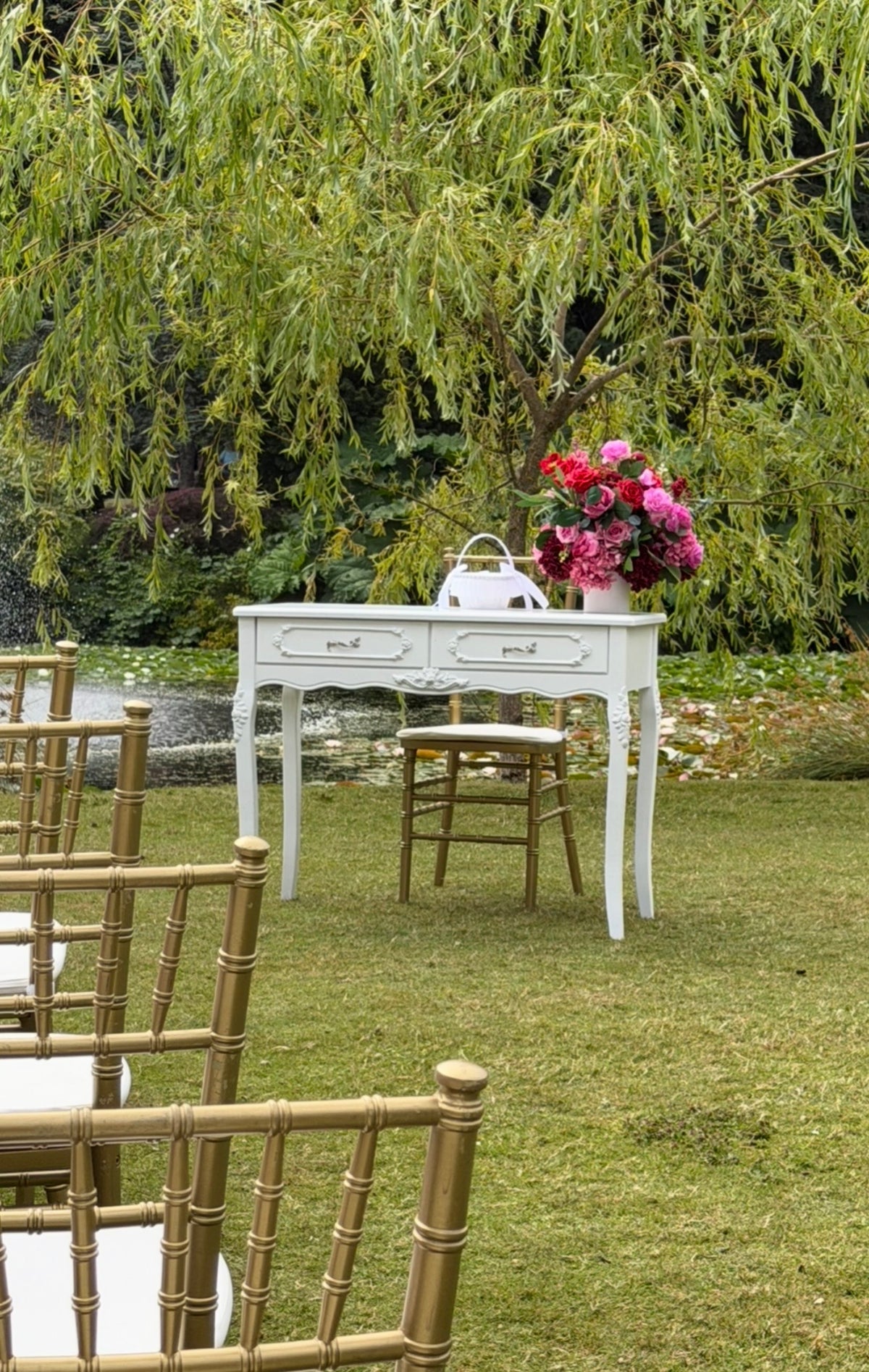 White Vintage Marriage Signing Table