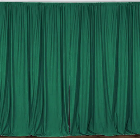 Elegant emerald green chiffon backdrop for events and photo shoots.