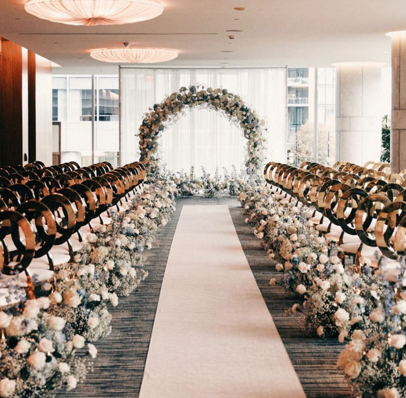Customizable white chiffon draping for event decor.
