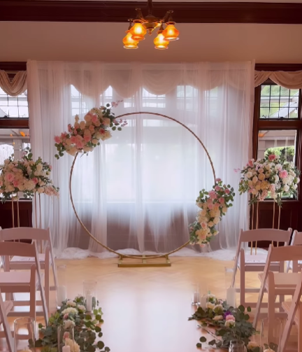 Elegant white chiffon backdrop for weddings and events
