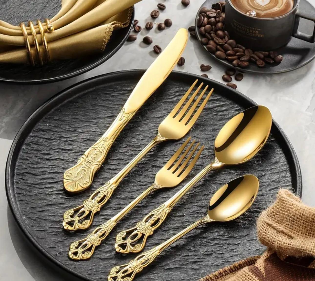 Vintage 5 piece Gold Cutlery Set