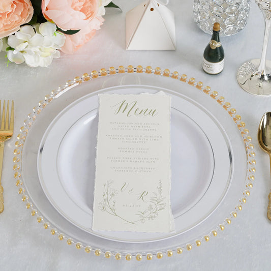 Elegant Acrylic Gold Beaded Charger Plate on Wedding Table Setting