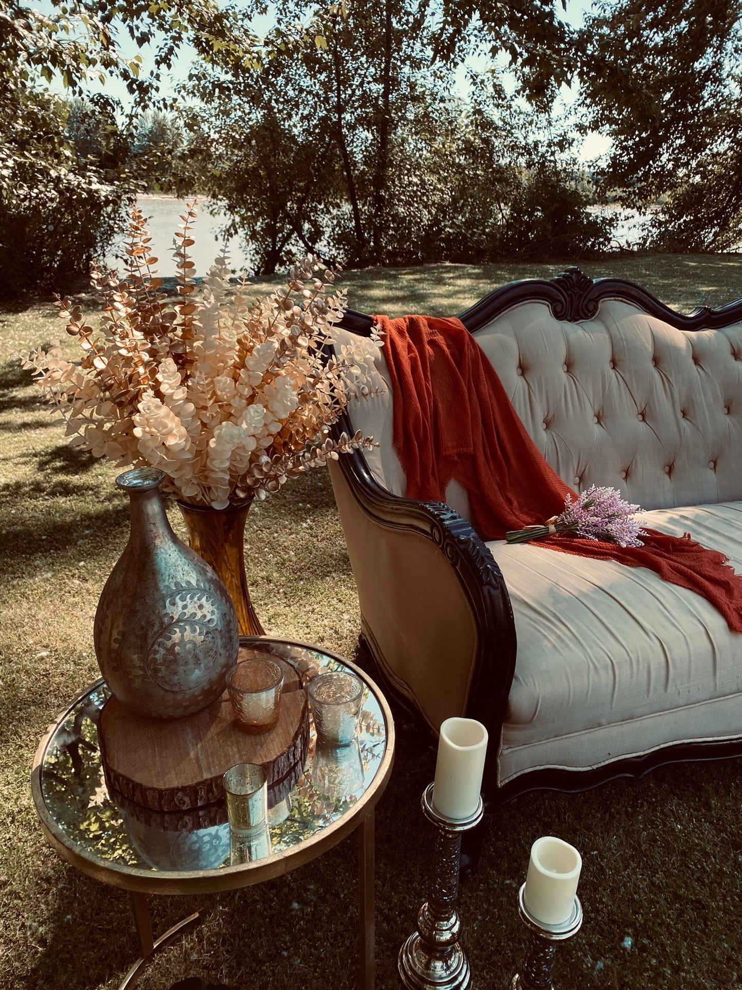 Gold Mirror Round Side Table