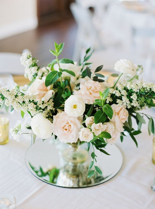 Elegant Floral Arrangement on 12'' Round Mirror Centerpiece
