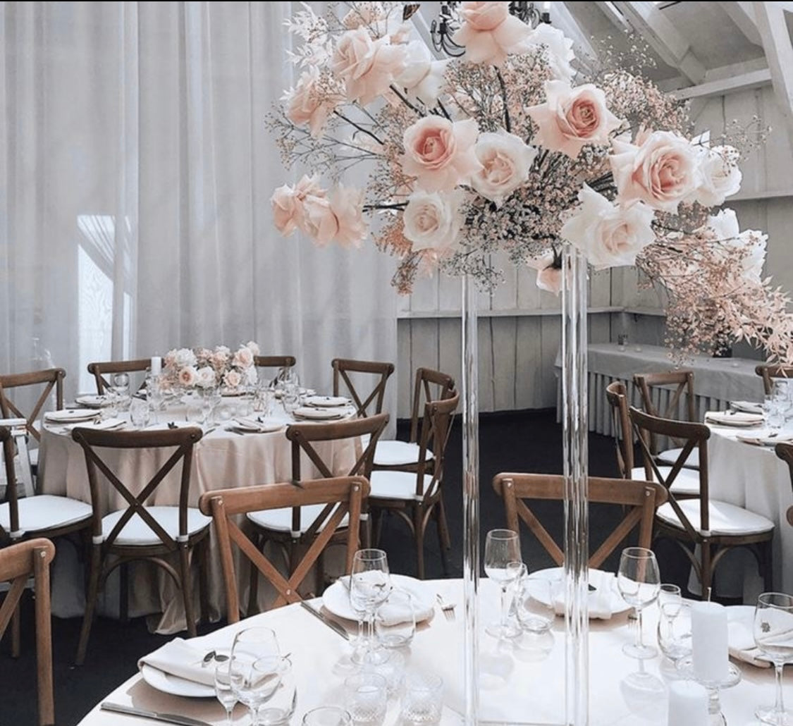 Modern Event Decor with Acrylic Geo Stands and Floral Centerpieces