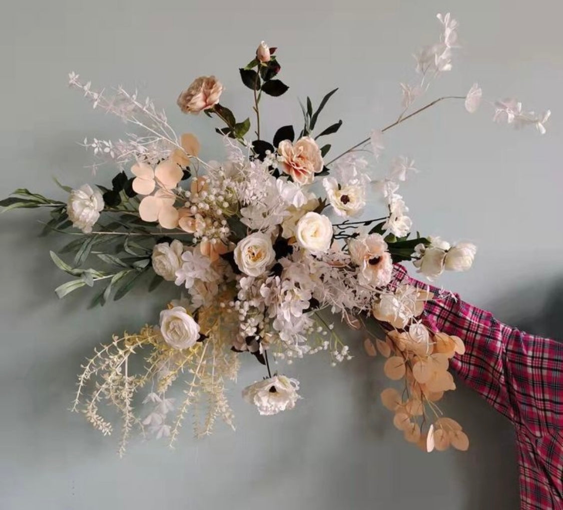 Peach and Coral Silk Floral Piece