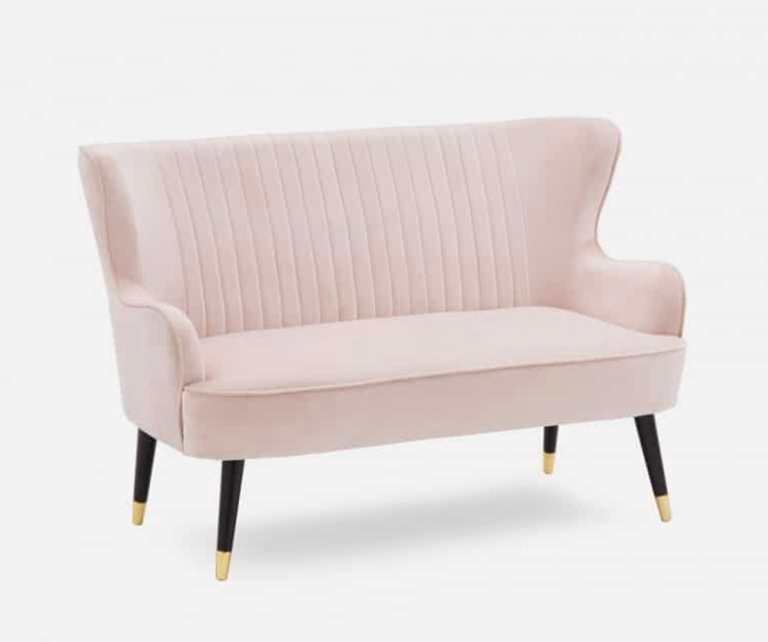 Pink Velvet Love Seat