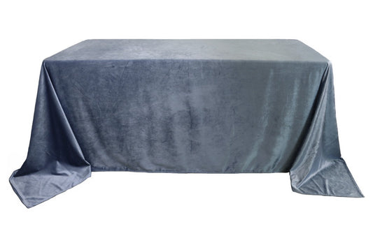 90x132'' Rectangle Dusty Blue Velvet Tablecloth