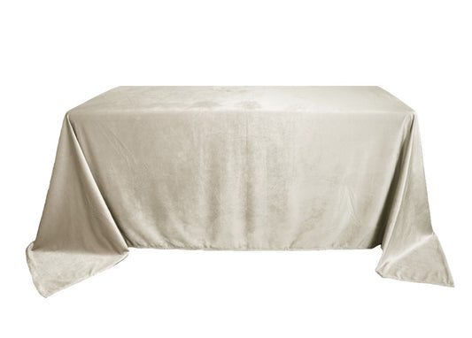 90x132'' Rectangle White Velvet Tablecloth