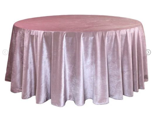 132'' Round Lilac Velvet Tablecloth