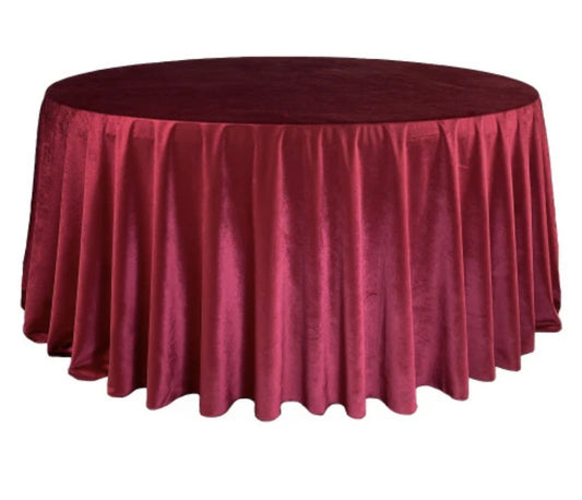 132'' Round Red Velvet Tablecloth