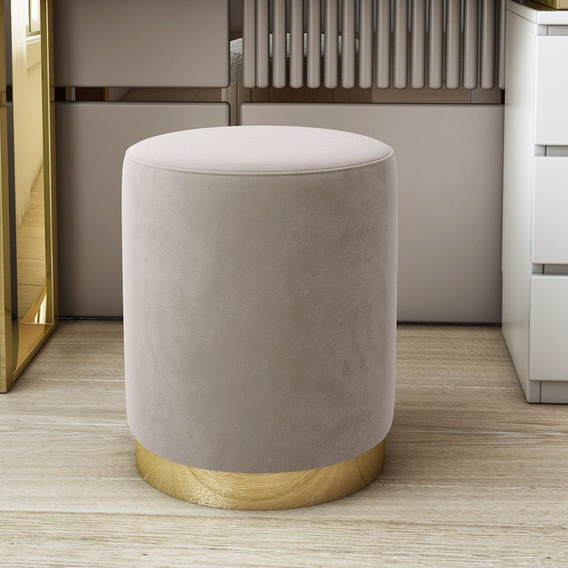Gray and Gold Round Ottoman