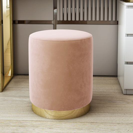 Pink and Gold Round Ottoman