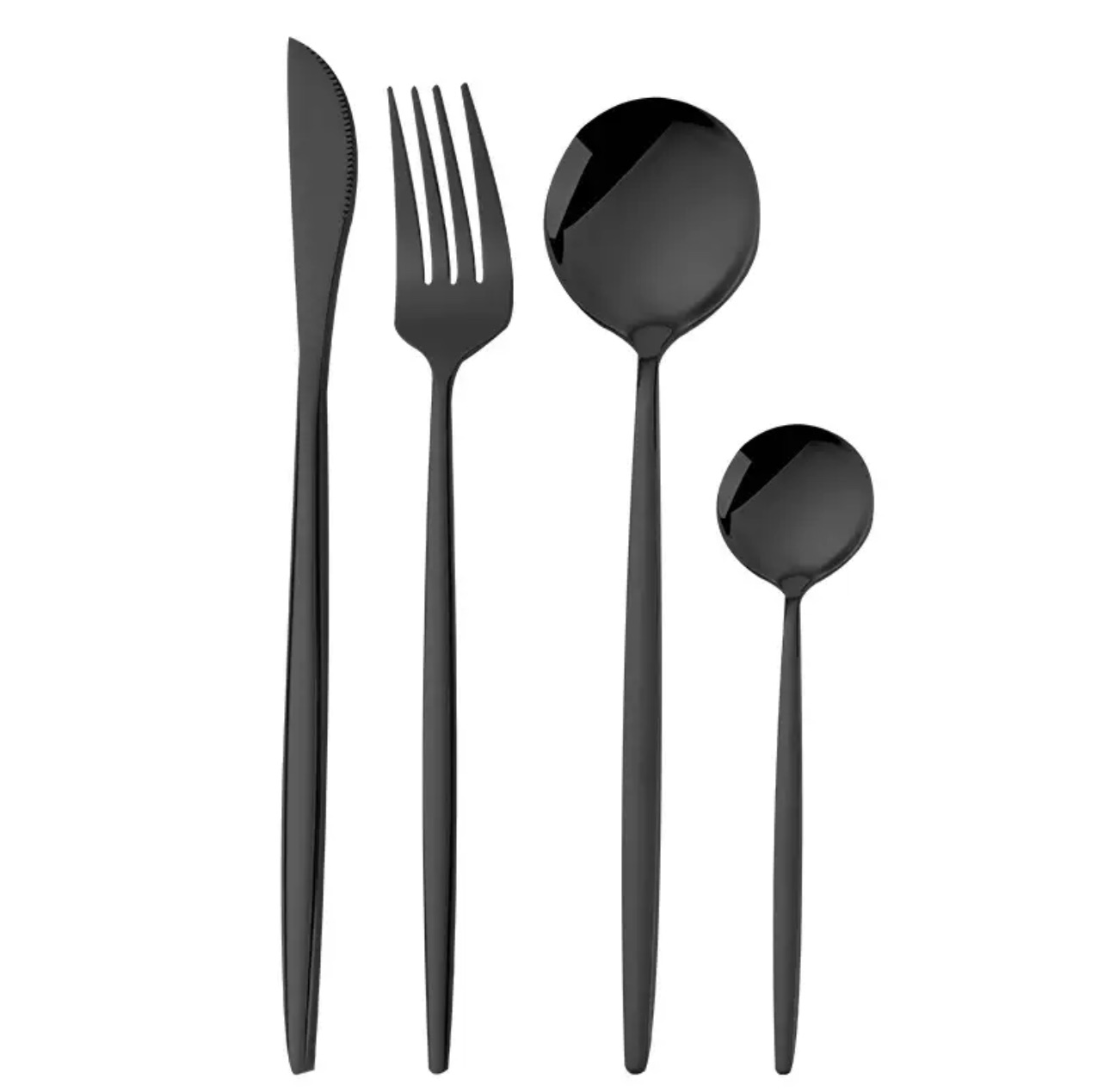 Set of 4 Black Cutlery