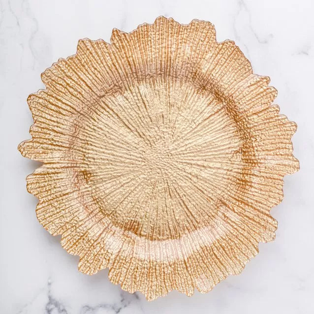 Gold Leaf Glass Charger Plate