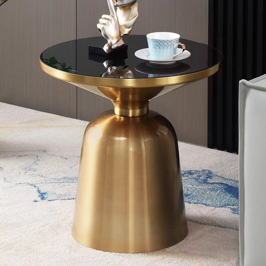 Gold and Black Glass Side Table