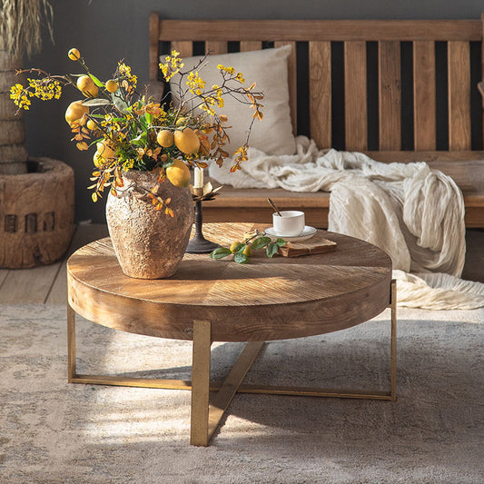 Wood and Gold Round Table