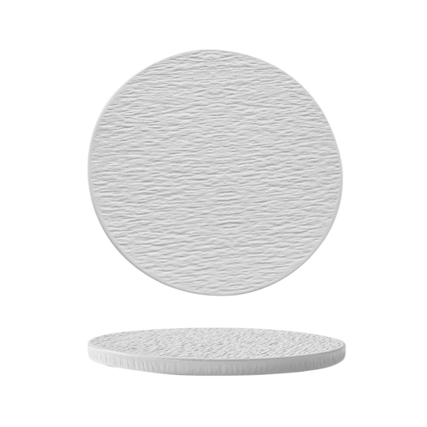 White Round Stone Serving Plate 12.5”