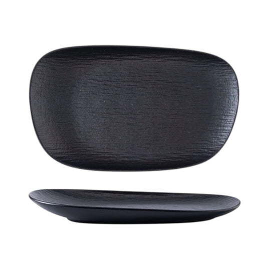 Black Oval Stone Serving Plate 12”