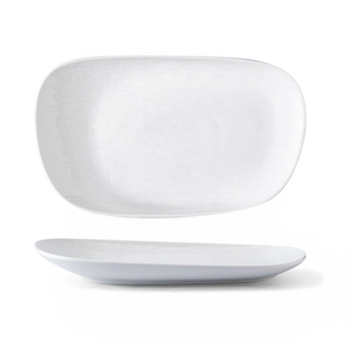 White Oval Stone Serving Plate 12”