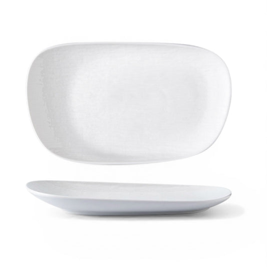 White Oval Stone Serving Plate 12”