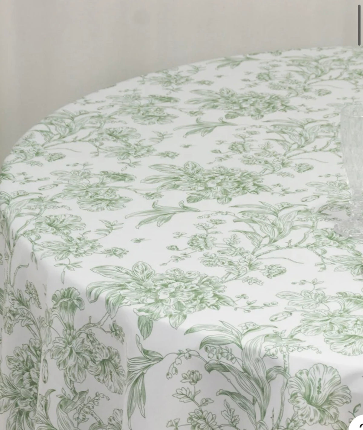Green Floral Round Tablecloth 120”