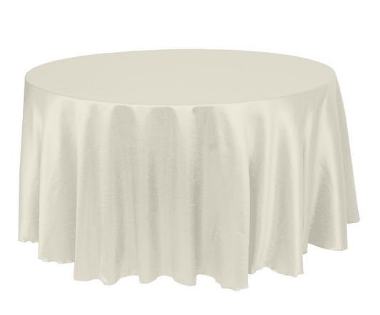 132" Round Ivory Satin Tablecloth