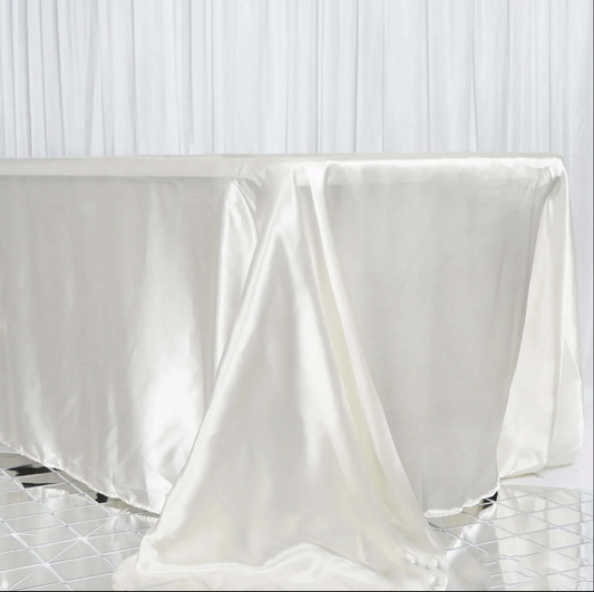 90" x 156" Rectangular Satin Tablecloth White