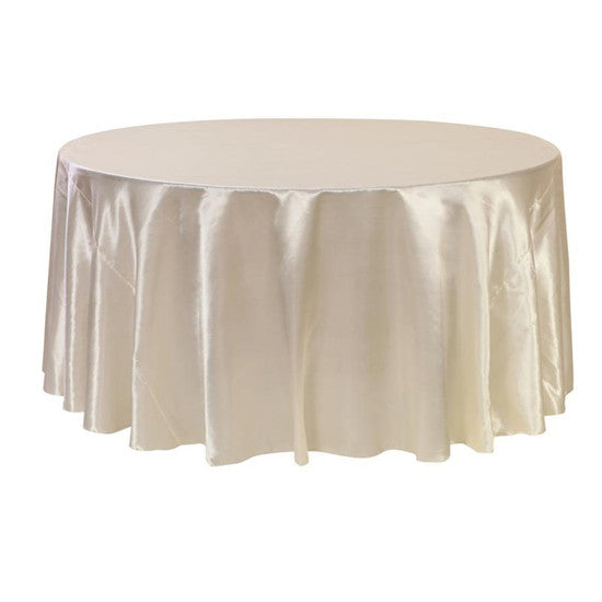 132" Round Satin Tablecloth Ivory