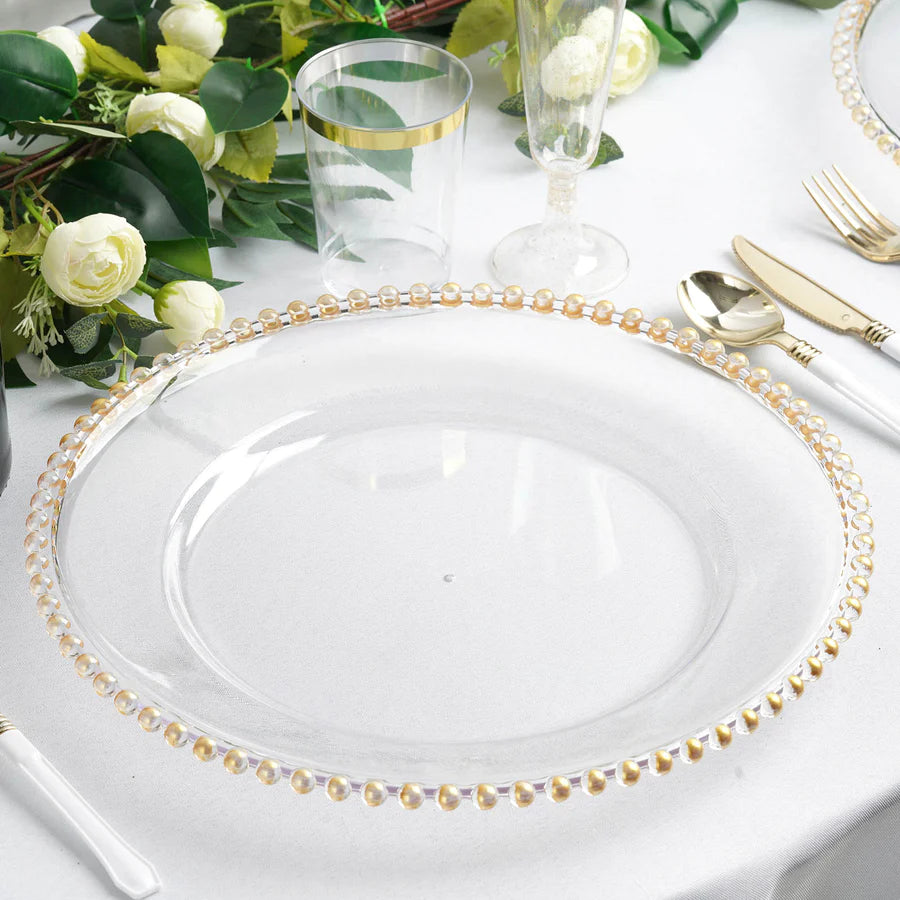 Acrylic Gold Beaded Charger Plate
