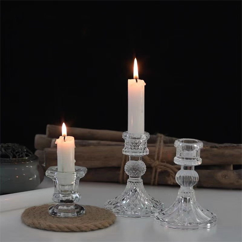 Romantic Glass Candle Stick Holder