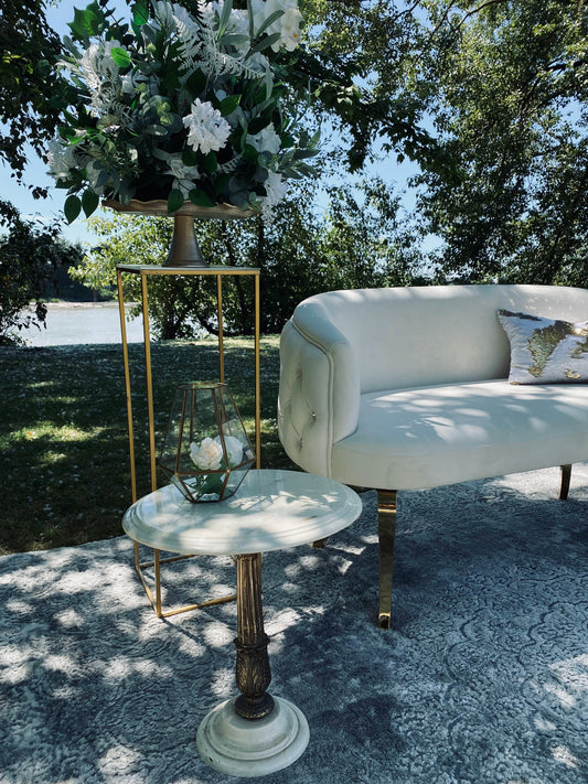 Antique Marble and Gold Side Table