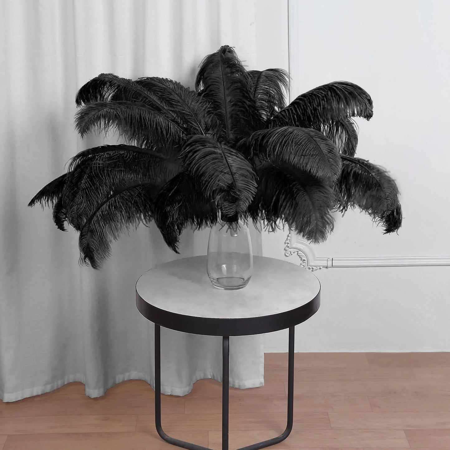 Luxurious Black Ostrich Feathers Centerpiece Decor