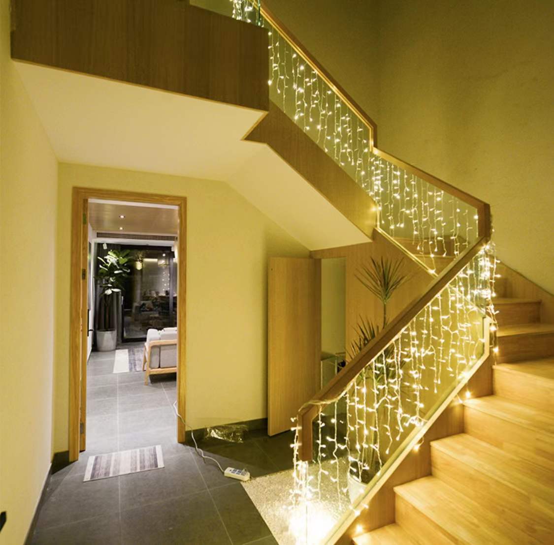 String lights for deals stairs