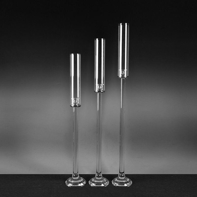 Set of 3 Tall Glass Candle Holders