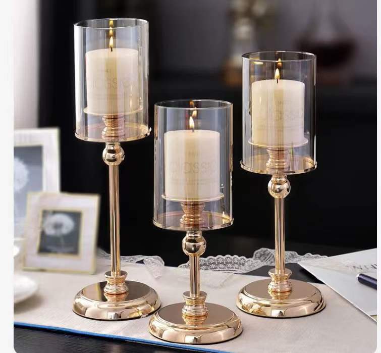 Set of 3 Golden Candle Holders
